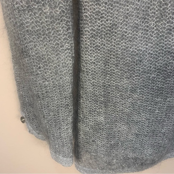 Ann Taylor Super Kid Mohair Blend Fine Open Knit Crystal Button Sweater - Picture 7 of 11